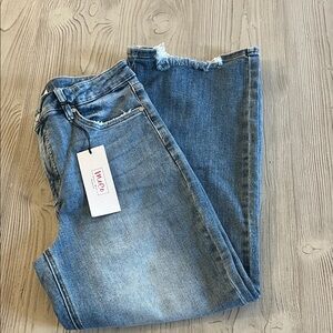MoCo boutique high rise tummy control Blue Cropped Women's Jeans size 13/31 nwt